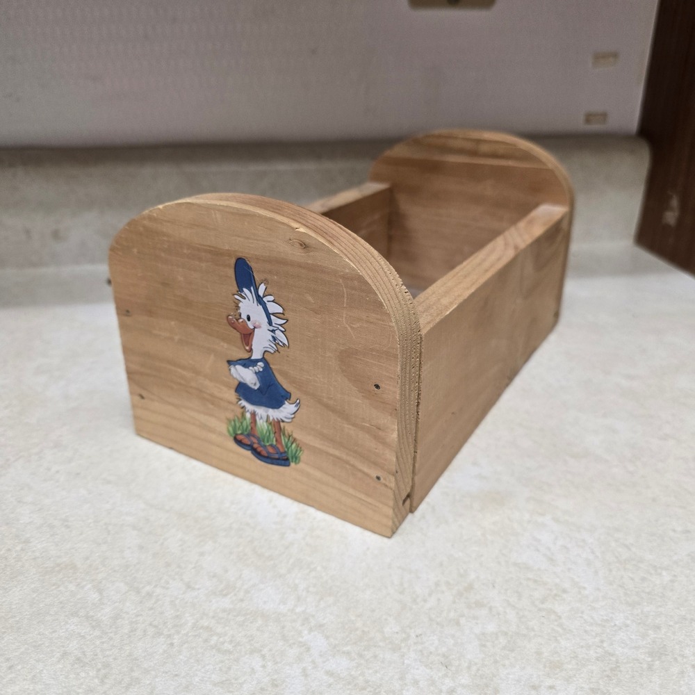 Vintage Wooden Forever Friends Duck Hedgehog Doll Cradle Storage Box 1996